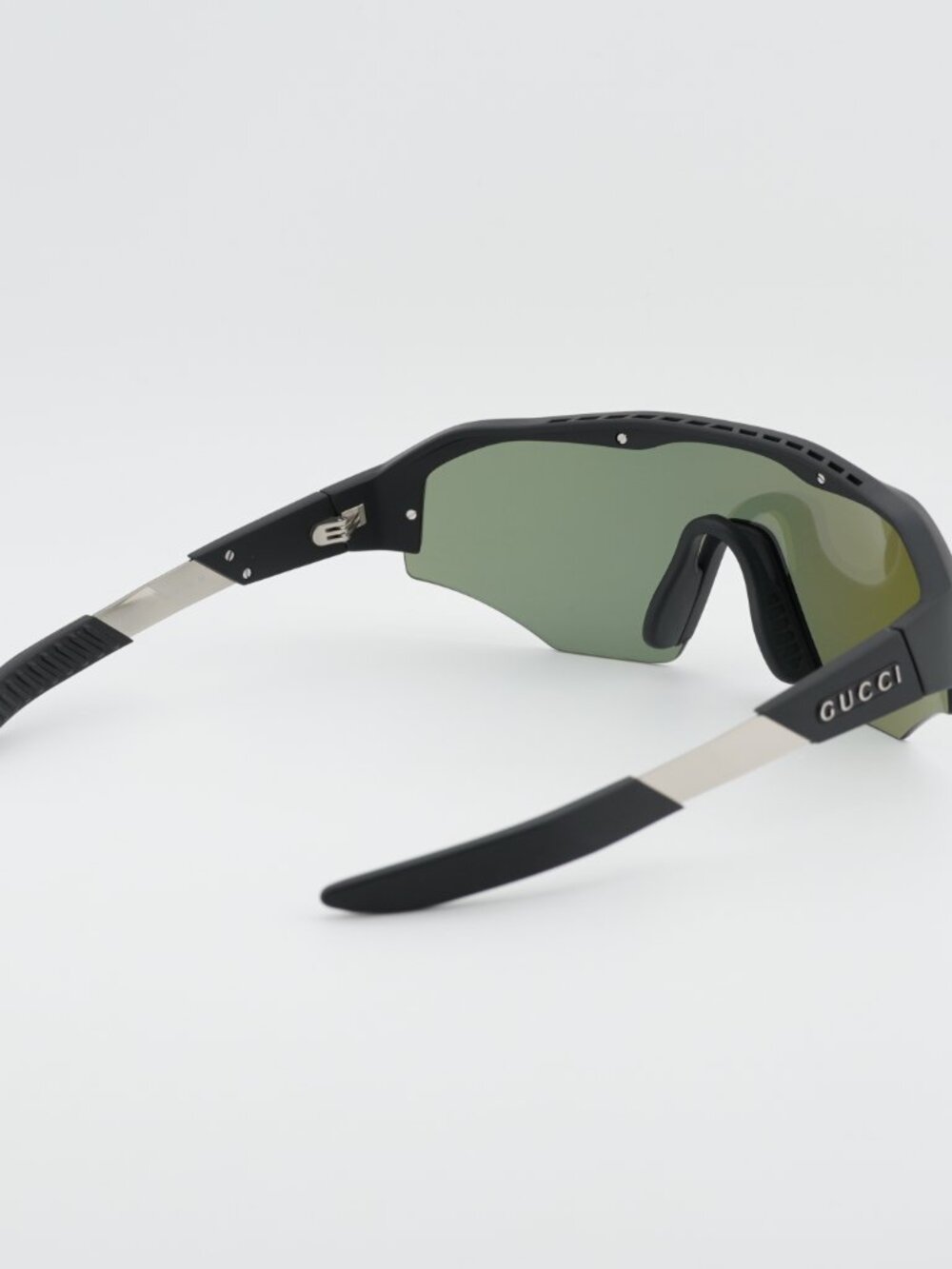 Gucci GG2017S 001 Sunglasses Black Shield Frame, Yellow Mirror Lenses - Picture 7 of 10